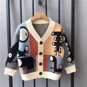 2023 Spring Autumn Children Cartoon Cardigan Sweater Boys Clothes Kids Cute Children's Coats Outerwear Jackets Clothing Fashion