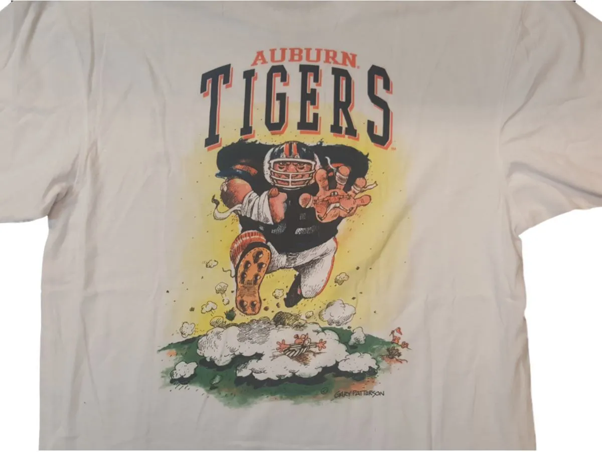 Auburn Tigers Colosseum Funny Football Cartoon Logo SS Crew Neck T-Shirt (L)