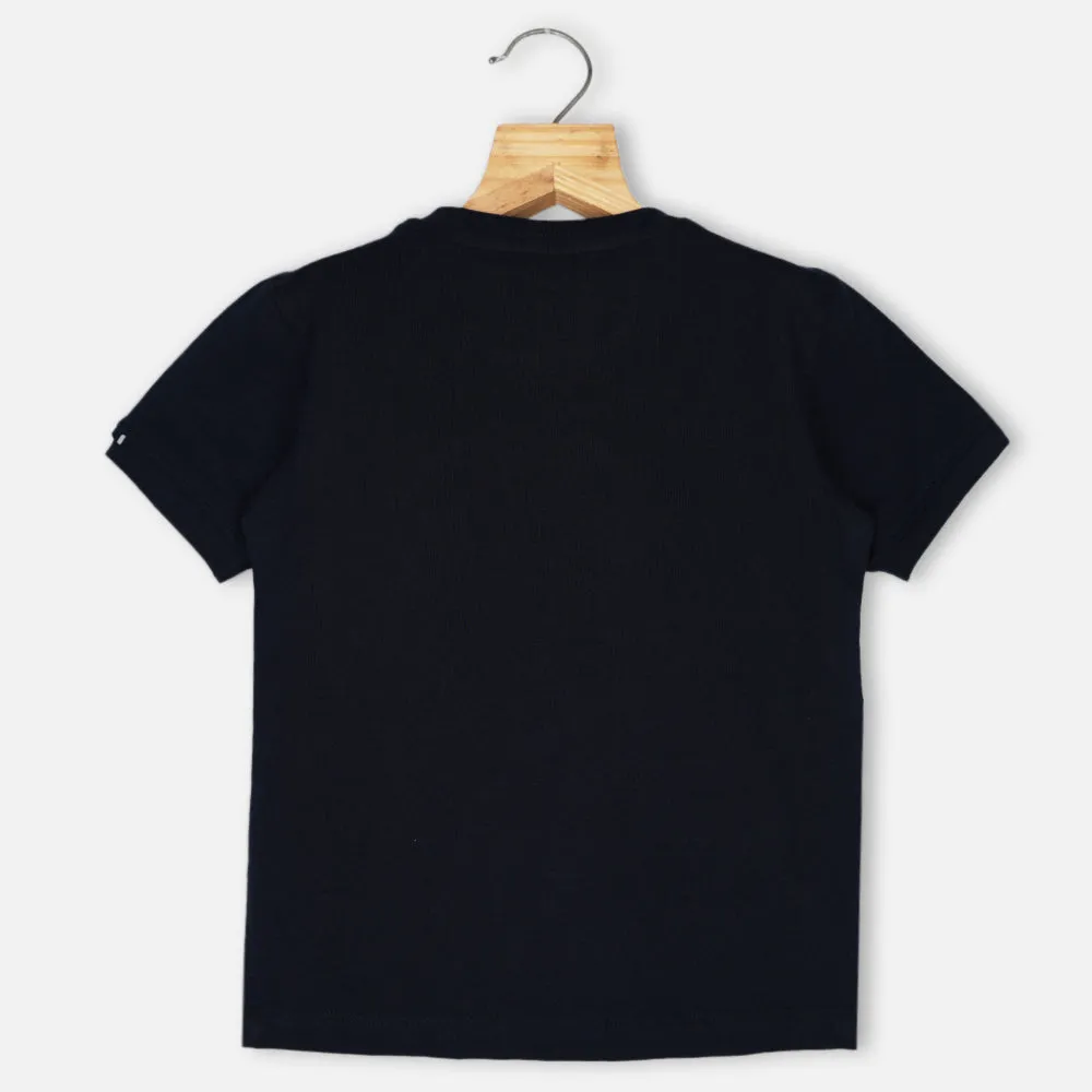 Black & Blue Graphic Printed T-Shirt