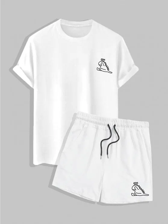 Dinosaur Printed T Shirt And Shorts