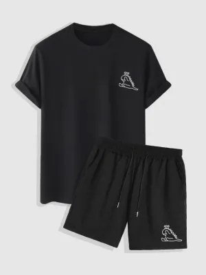 Dinosaur Printed T Shirt And Shorts