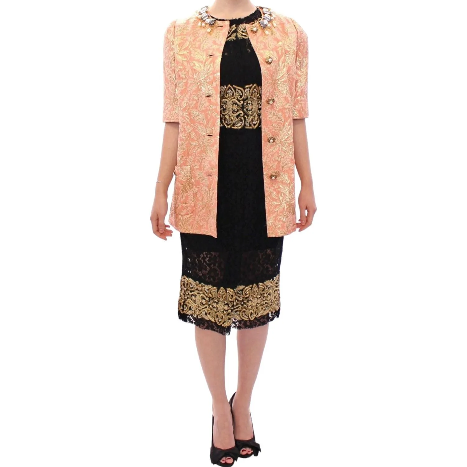 Dolce & Gabbana Exclusive Crystal Brocade Coat Jacket