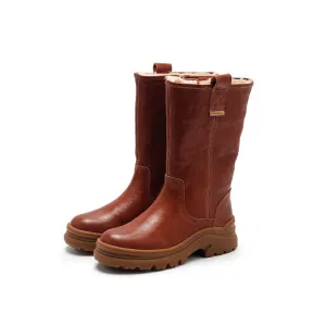 Dwarves Leather Mid Calf Boots Snow Boots Have Shearling Lined for Cold Winter in Black/Brown/Coffee