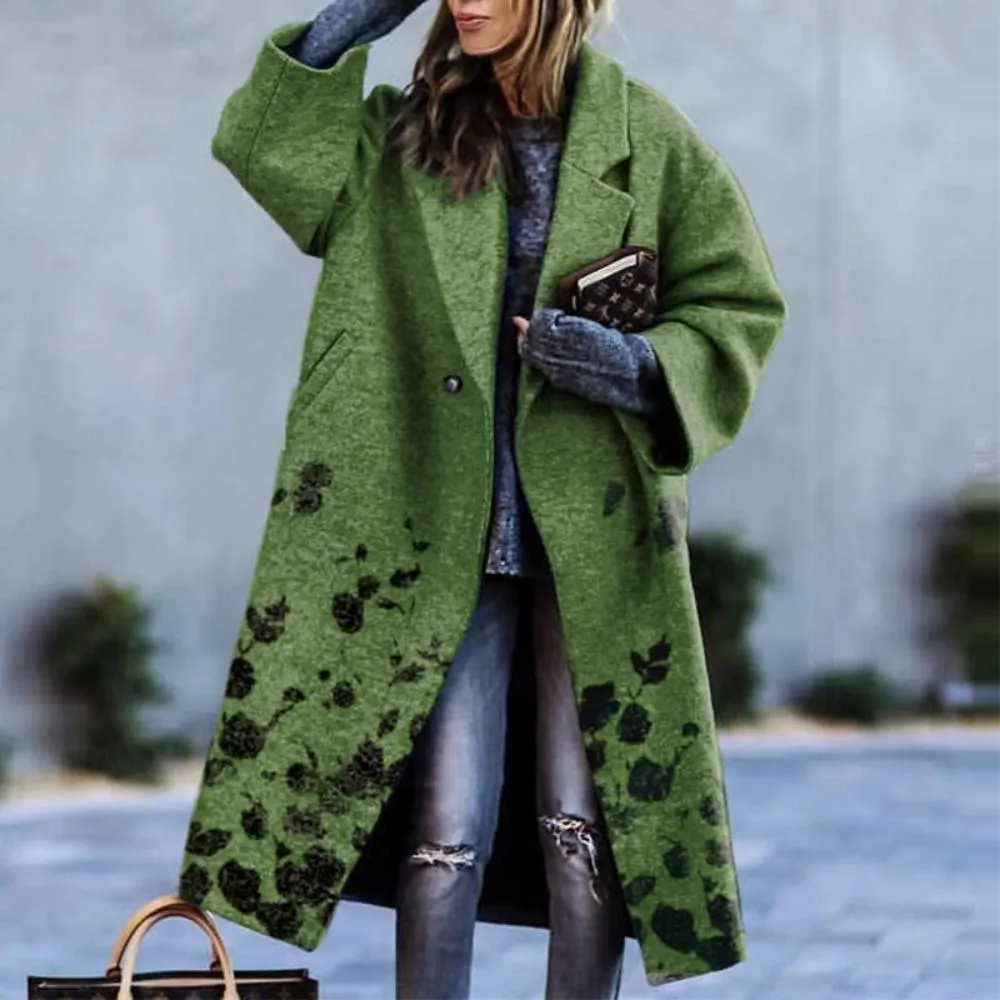 Elegant Outwear Single Button Coat Loose Wool Cardigan