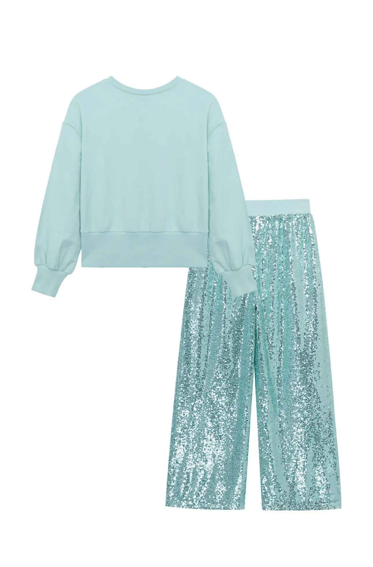 Girls: Mint Sequin 2pc Pants Set