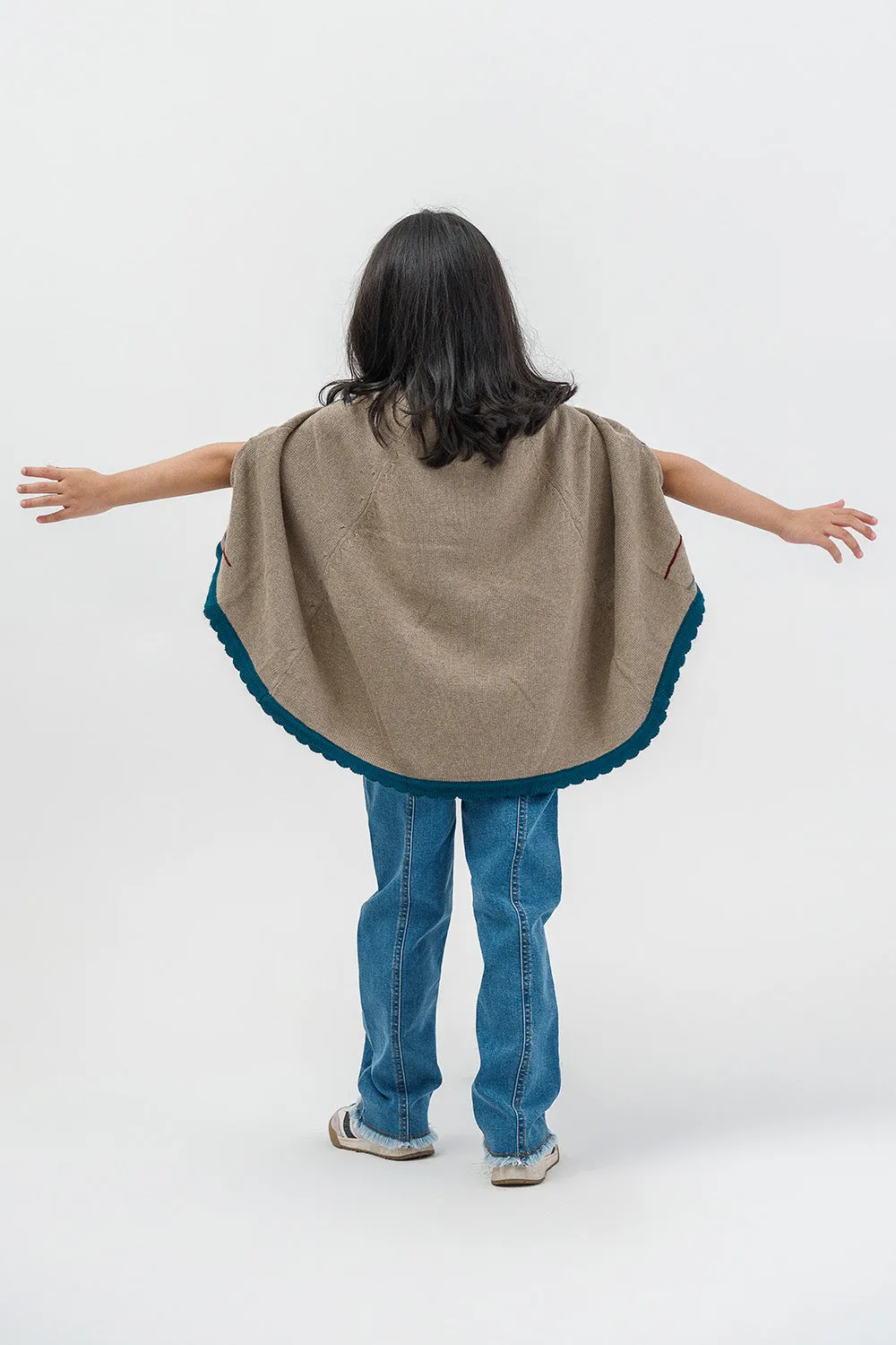 Girls Poncho With Embroidery