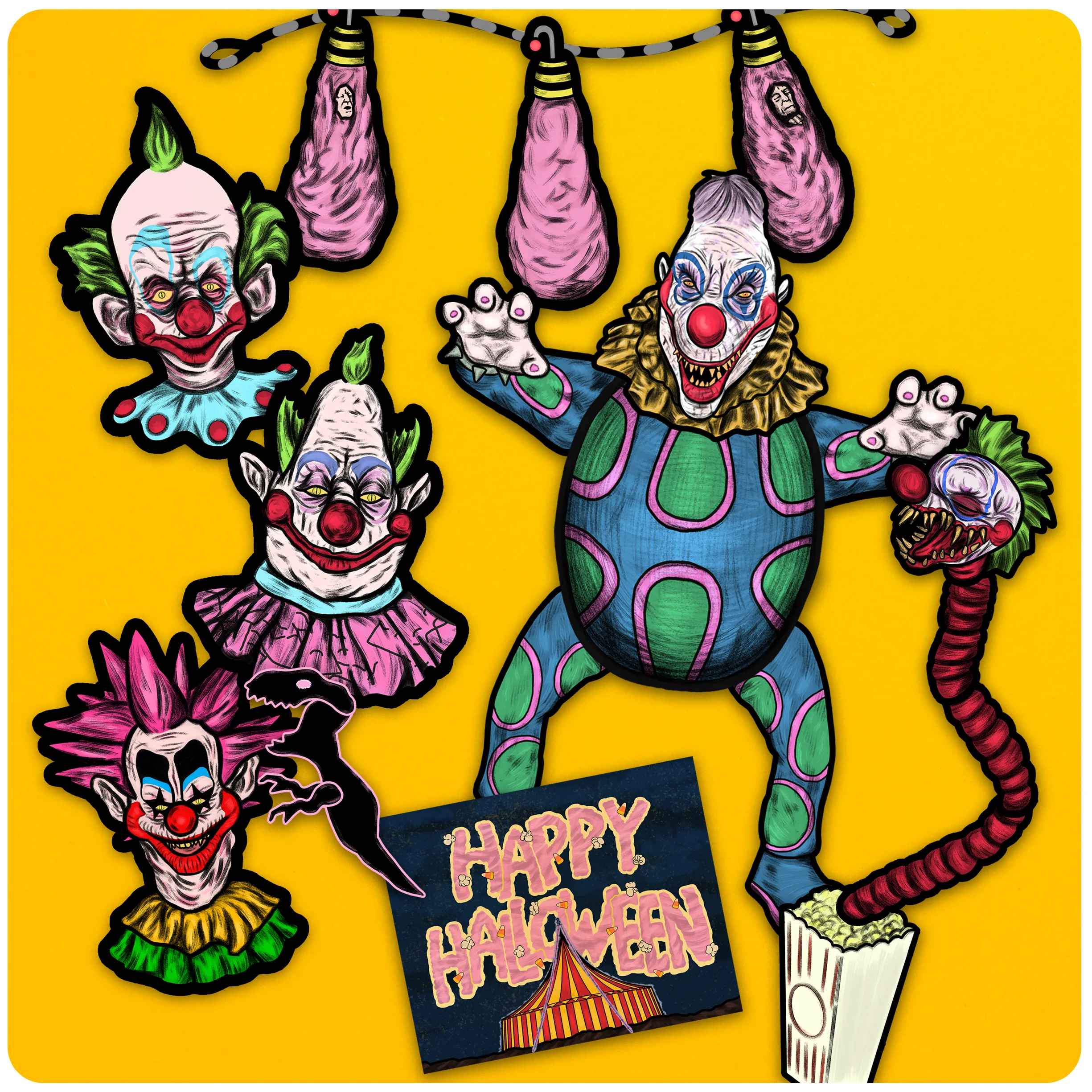 Killer Klowns from Outer Space Retro Inspired Decorama Decoration Collector's Set