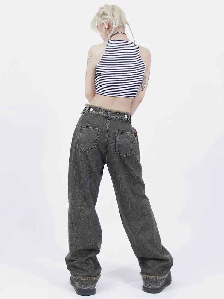 Loose Wide Leg Old Retro Straight Jeans【s0000001916】