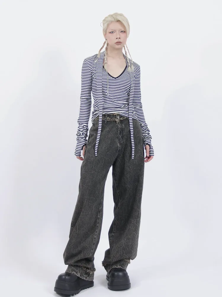 Loose Wide Leg Old Retro Straight Jeans【s0000001916】