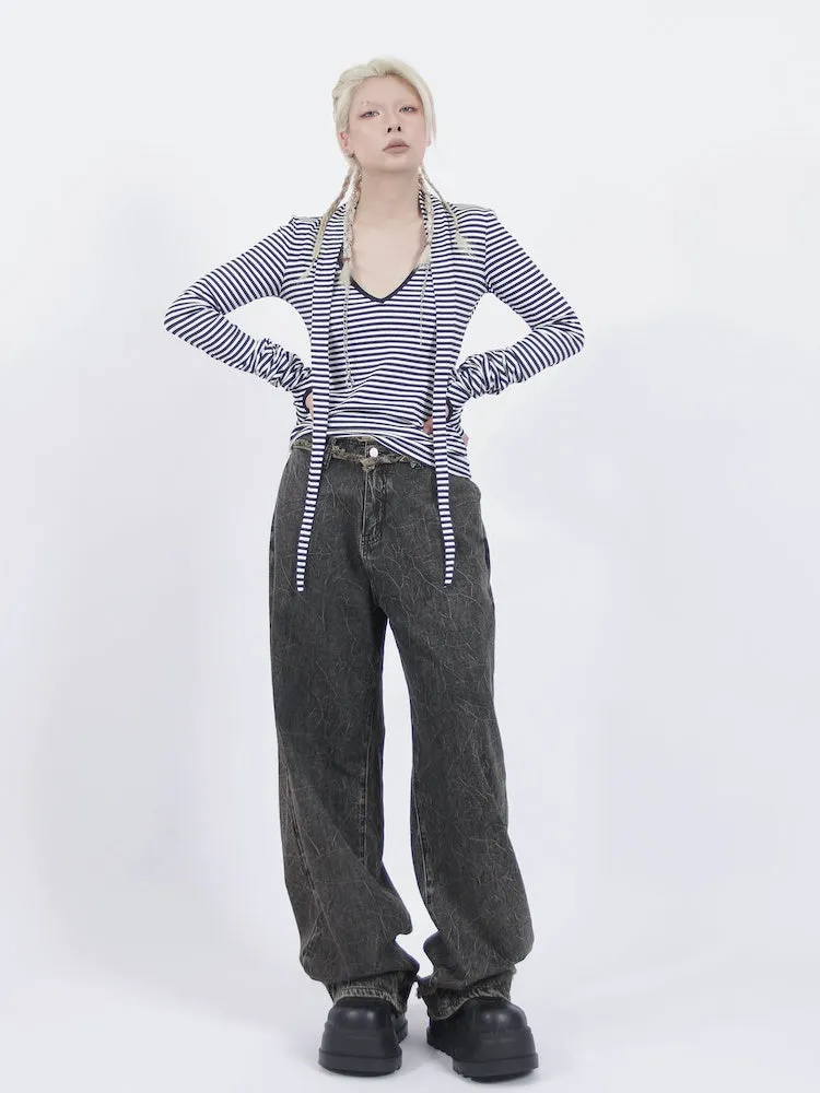 Loose Wide Leg Old Retro Straight Jeans【s0000001916】