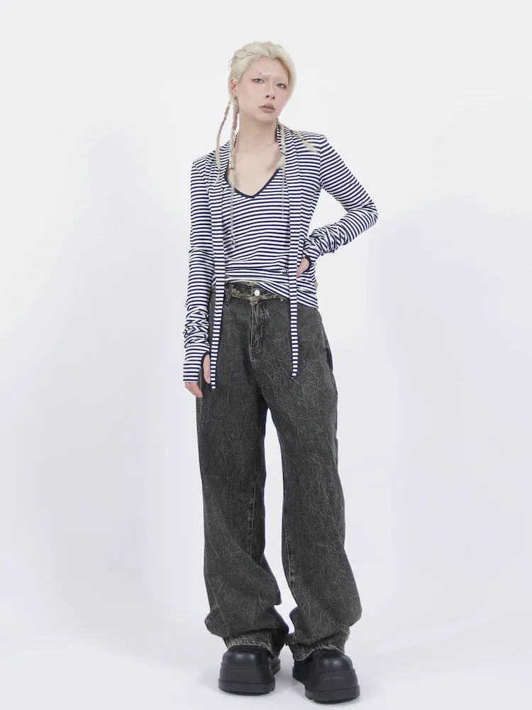 Loose Wide Leg Old Retro Straight Jeans【s0000001916】