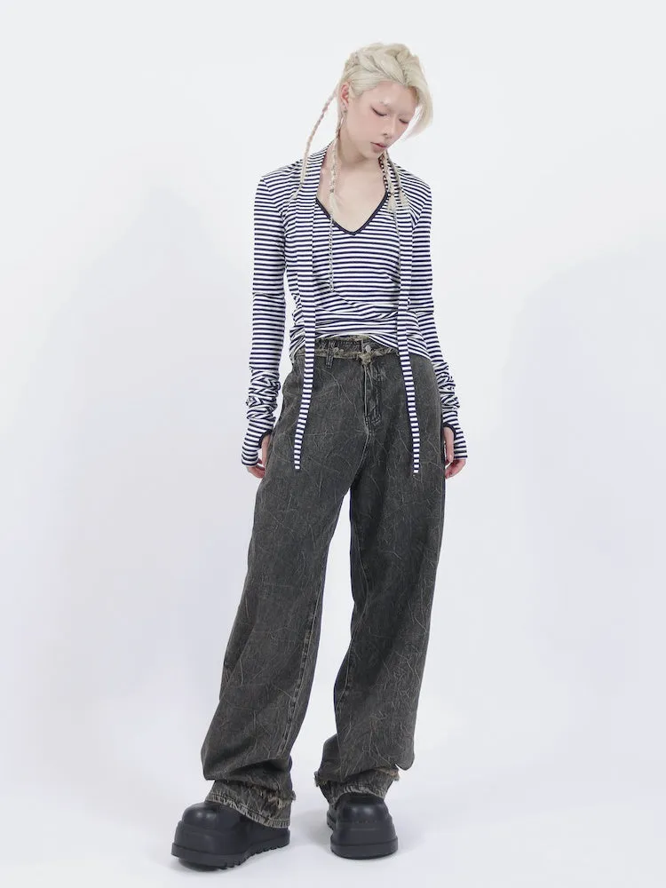 Loose Wide Leg Old Retro Straight Jeans【s0000001916】