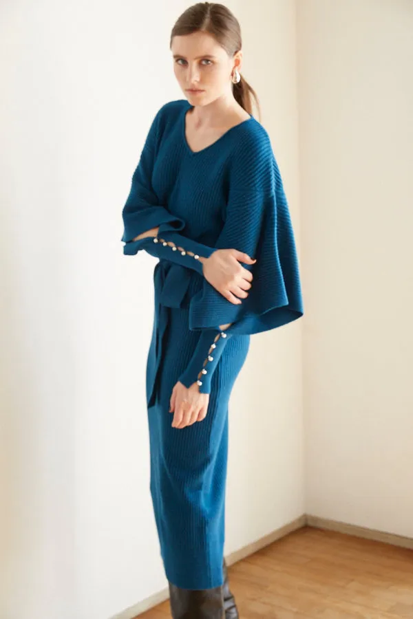 Margot Open Sleeve Knit Dress  <br> -BLU-