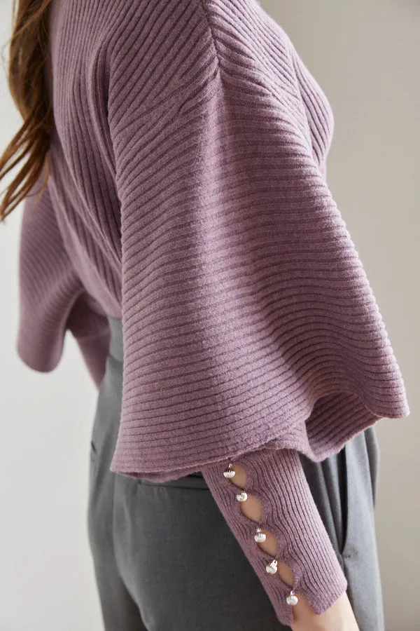 Margot Open Sleeve Knit pullover  <br> -Mauve pink-