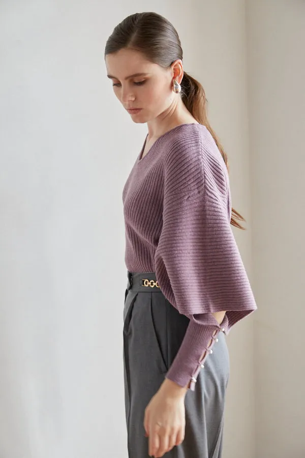 Margot Open Sleeve Knit pullover  <br> -Mauve pink-