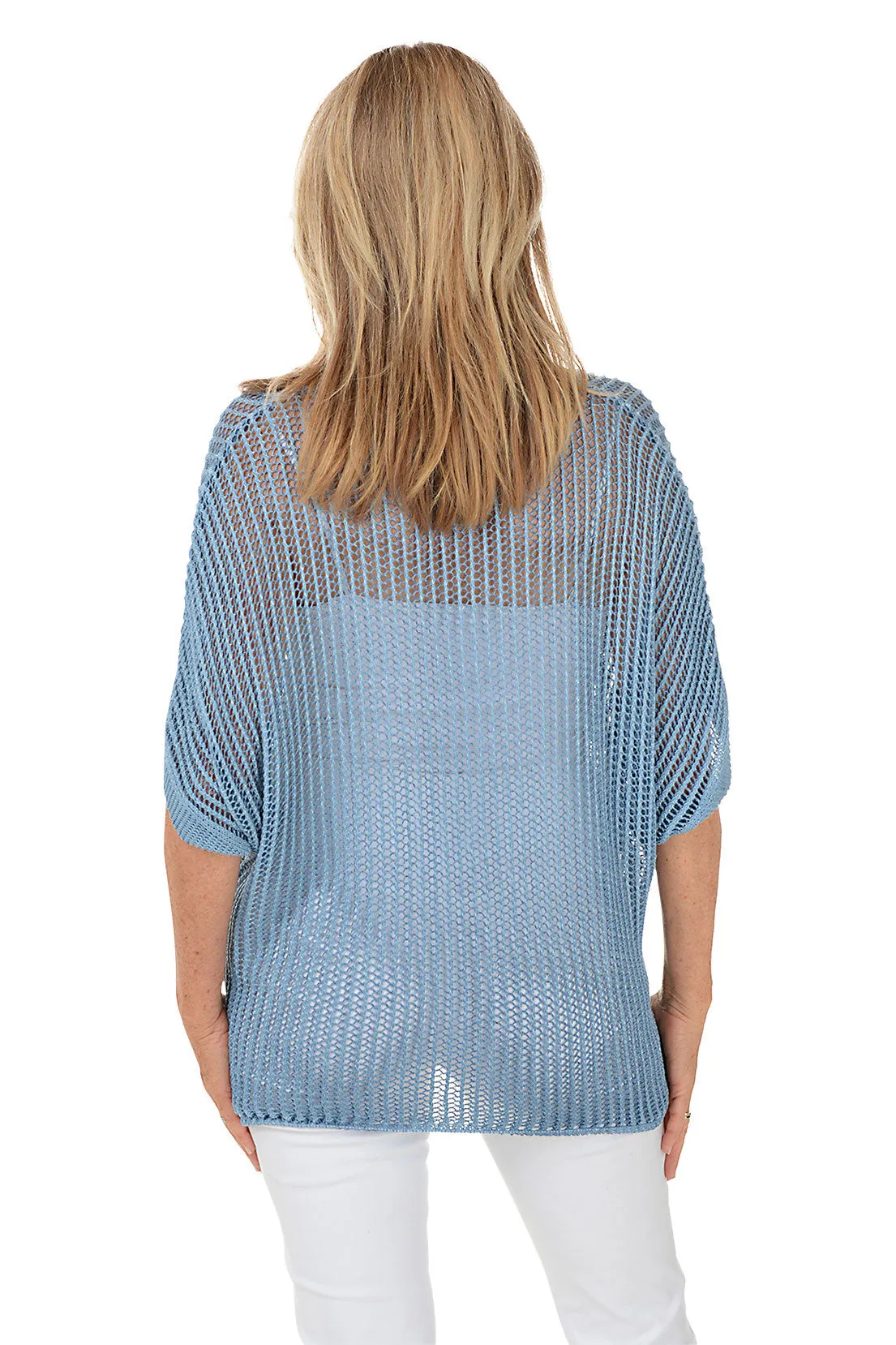 Open Knit Short Sleeve Sweater