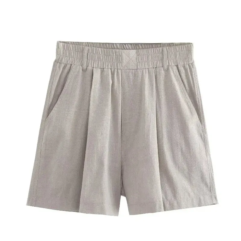 Pre Order:  Cotton Linen Shirt Shorts Set