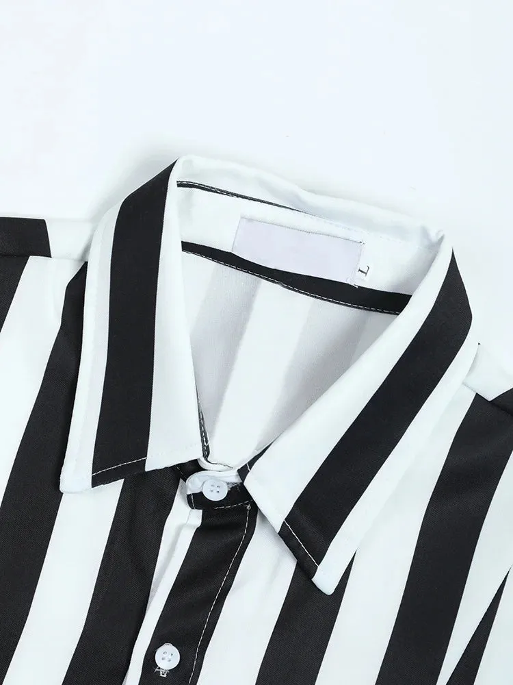 Pre Order:  Long Sleeves Stripes Cropped Shirt