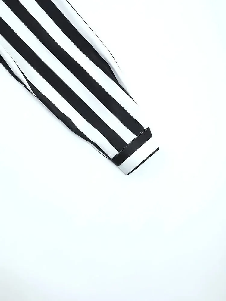 Pre Order:  Long Sleeves Stripes Cropped Shirt