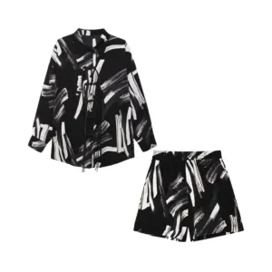 Pre Order:  Monochrome Tasseled Shirt Shorts Set