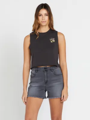 Stone Step High Rise Denim Shorts - Vintage Black