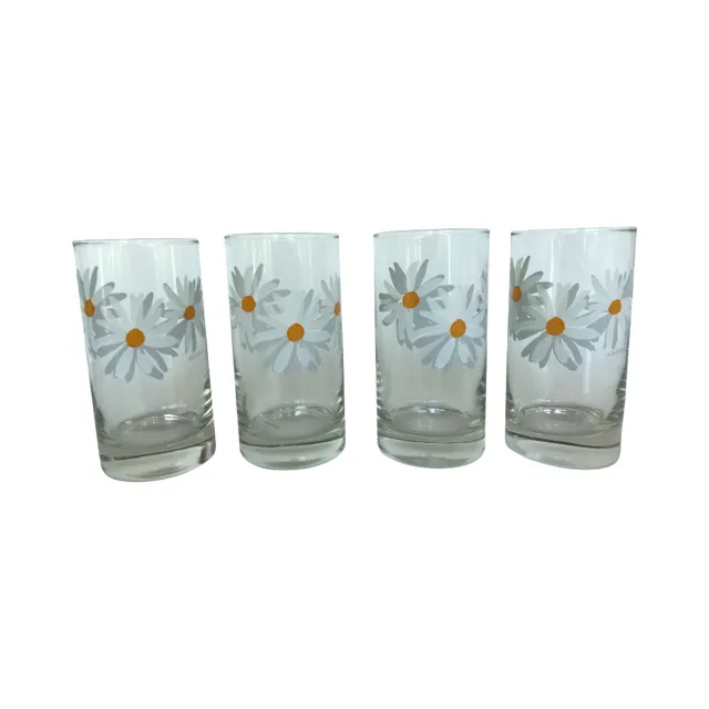 Vintage Karen Signed Daisy Glasses (Set of 4)