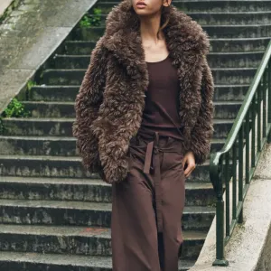 Women Clothing Autumn Winter Artificial Fur Effect Short Fur Coat Coat