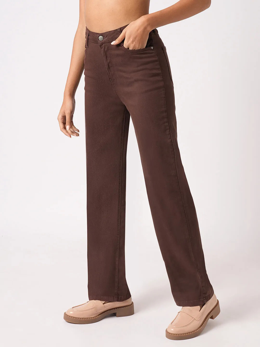 Women Sepia High-Rise Loose Straight Jeans